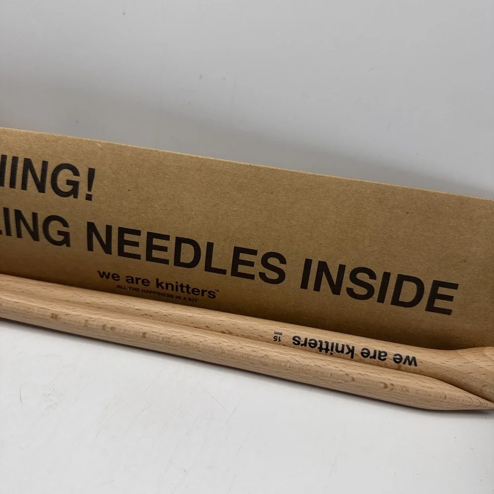 NEW PAIR WE ARE KNITTERS STRAIGHT WOODEN KNITTING NEEDLES SIZE 15mm 14 1/2